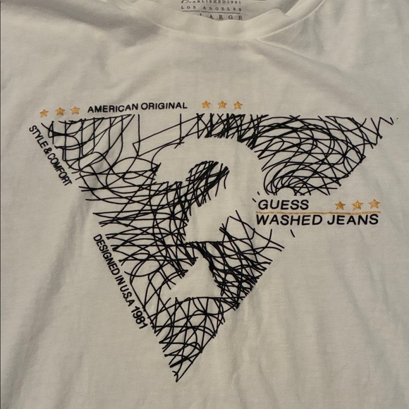 Guess White Tee with Black Abstract Design - Picture 3 of 8